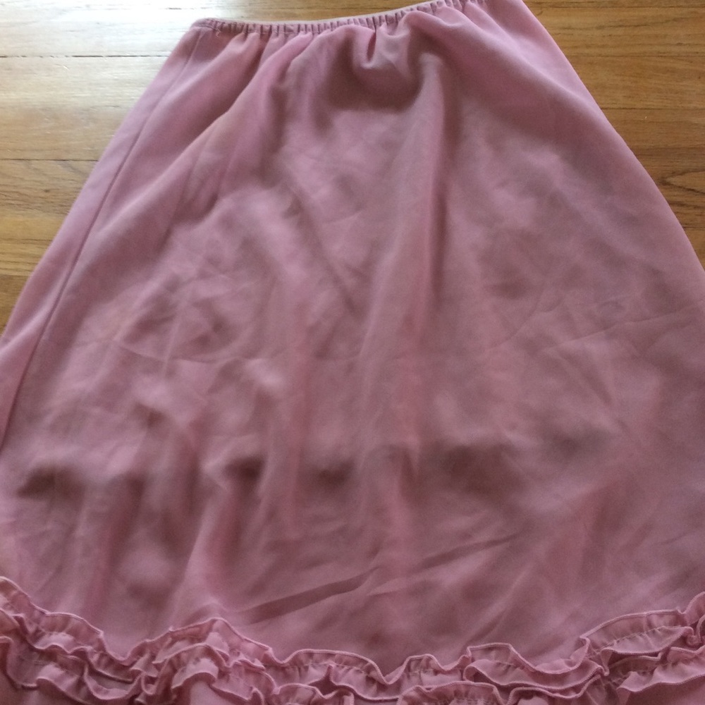 Pale pink ruffled midi skirt